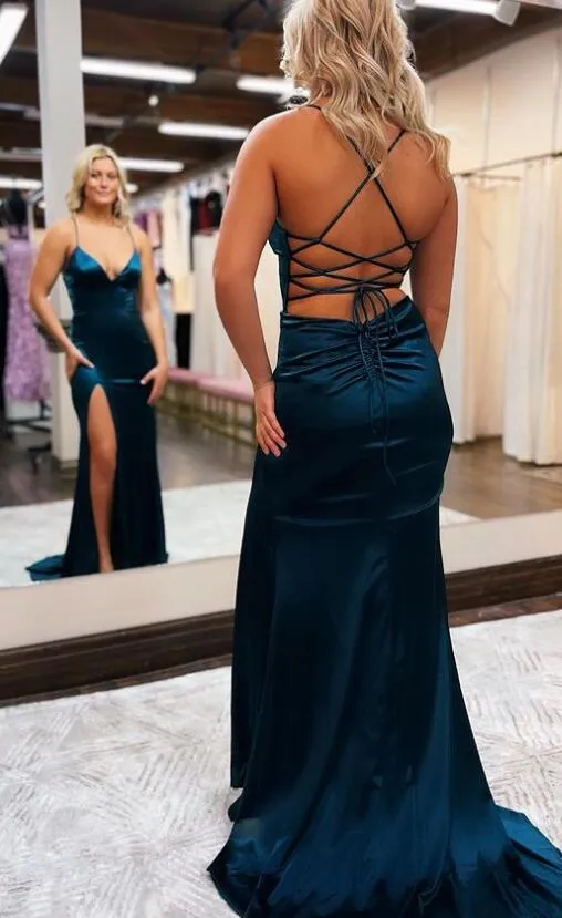 2023 Sexy Mermaid Prom Dresses Long with Slit