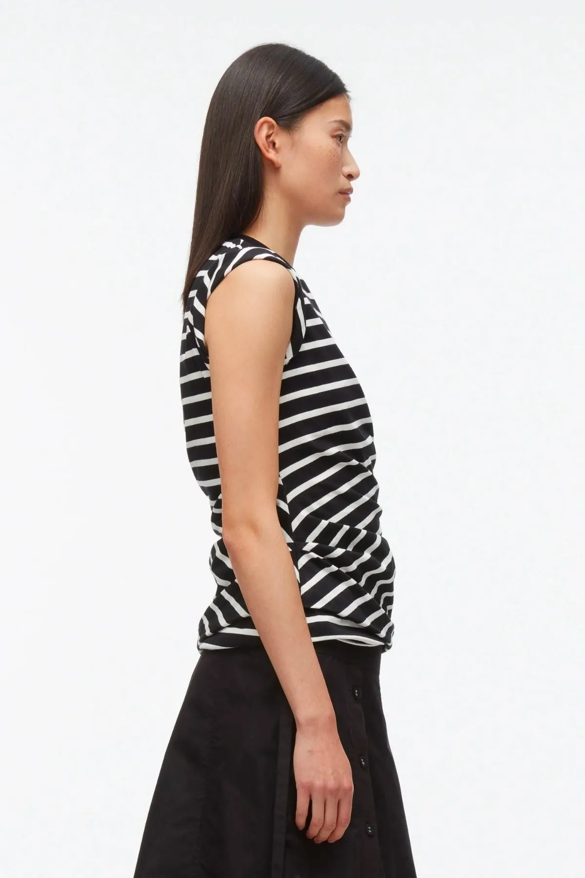 3.1 Phillip Lim Twisted Stripe Tank - Black Multi Stripe