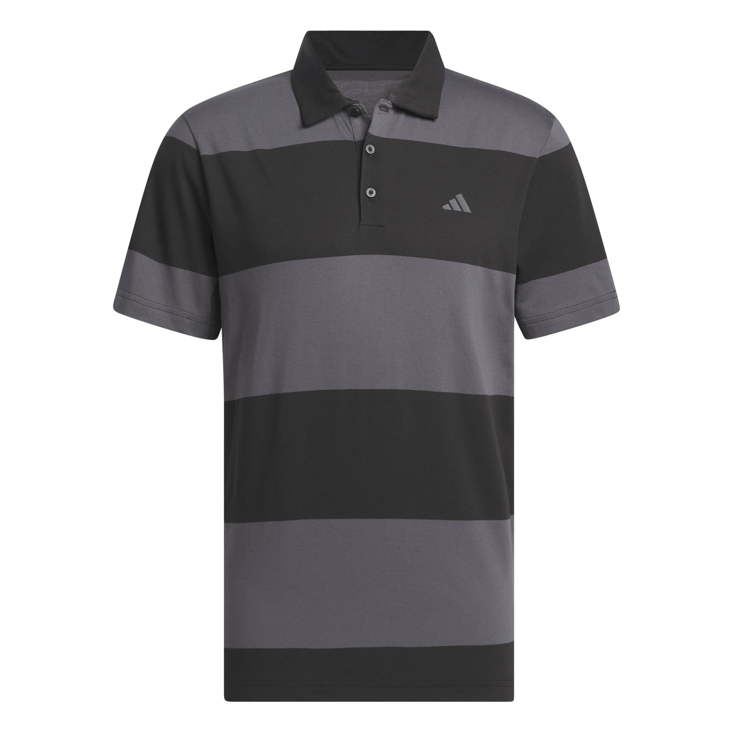 adidas Colorblock Rugby Stripe Polo Shirt - Black/Grey SS24