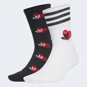 Adidas Mid Cut Socks 2 Pairs Hearts