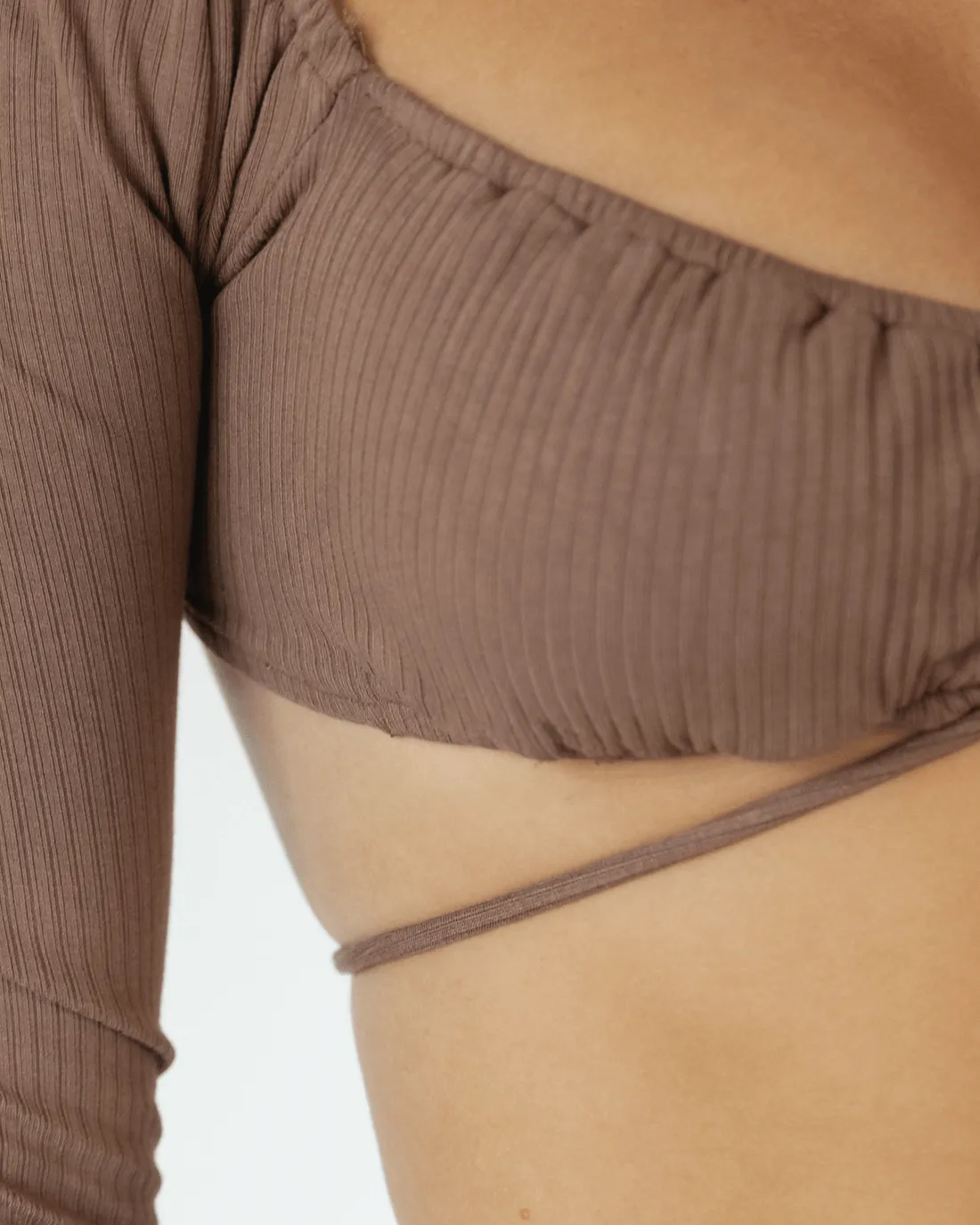 Avon Long Sleeve Crop Top (Brown)