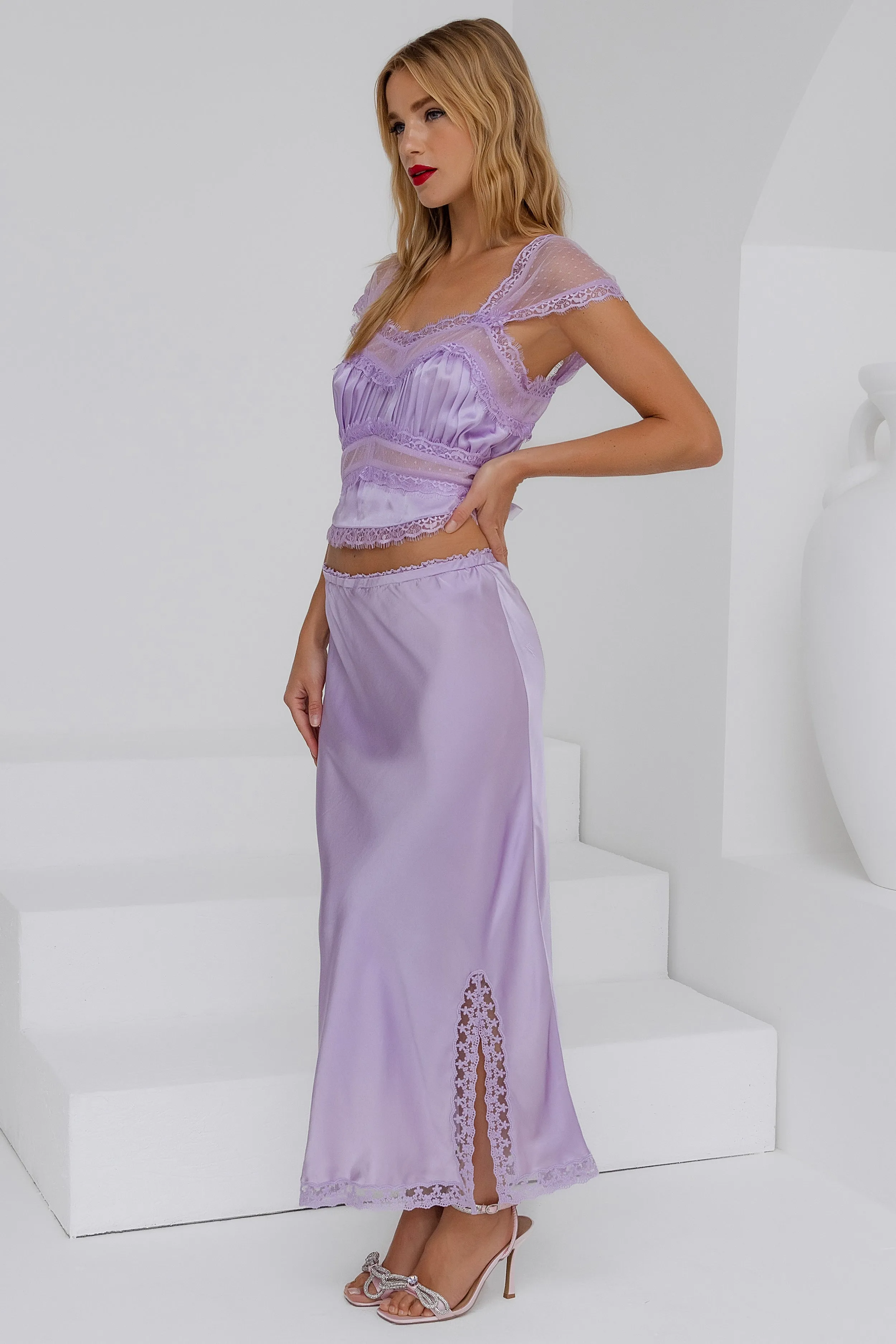 Bias Maxi Skirt - Pastel Lilac