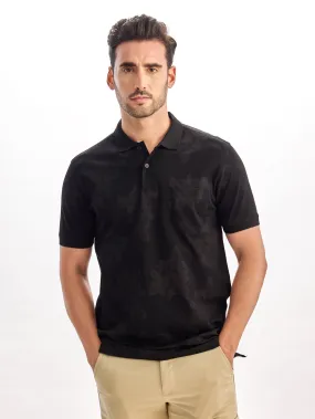 Black Printed Polo T-Shirt