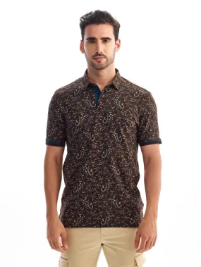 Brown Printed Polo T-Shirt