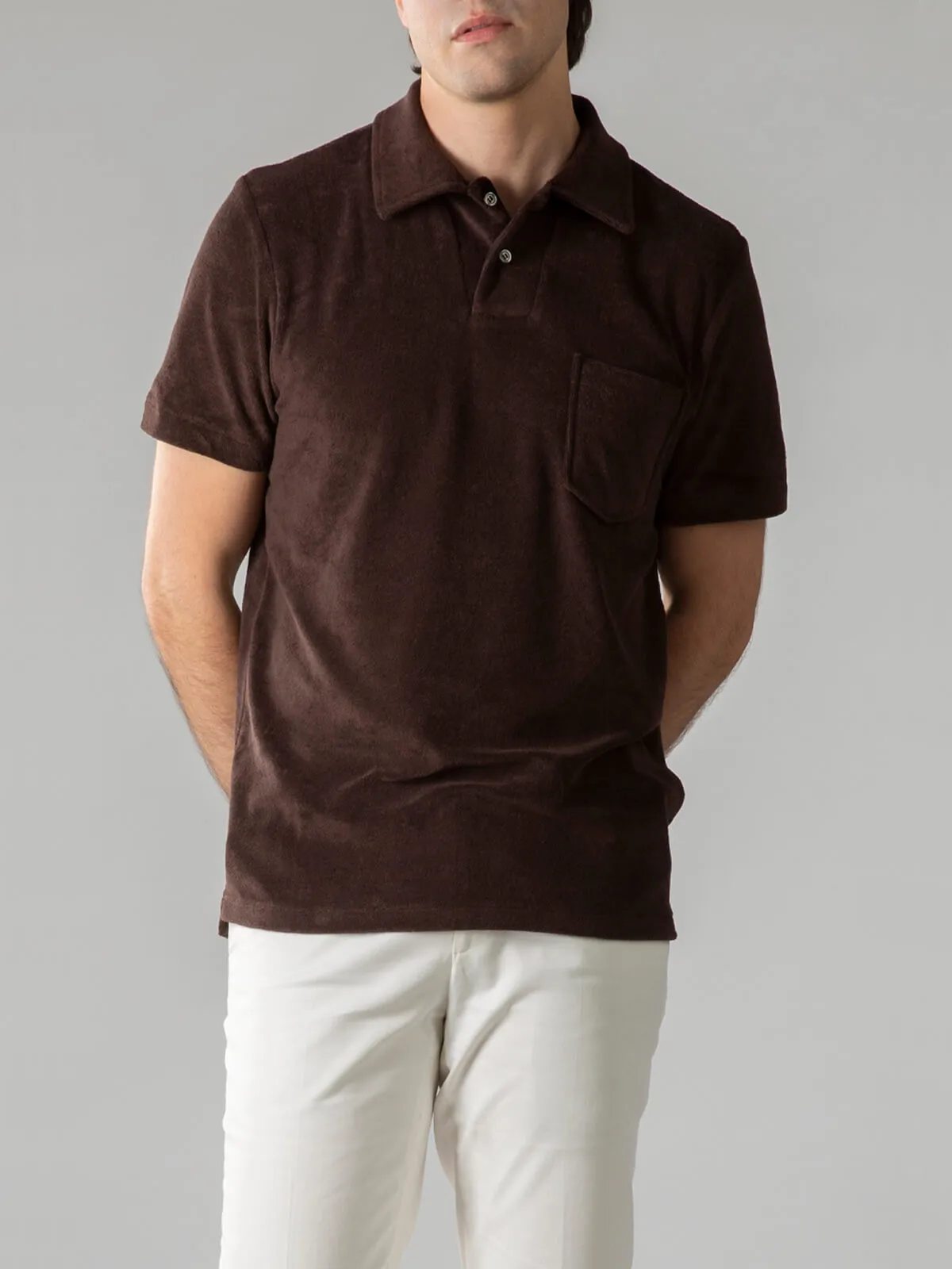 Brown Terry Towelling Polo Shirt