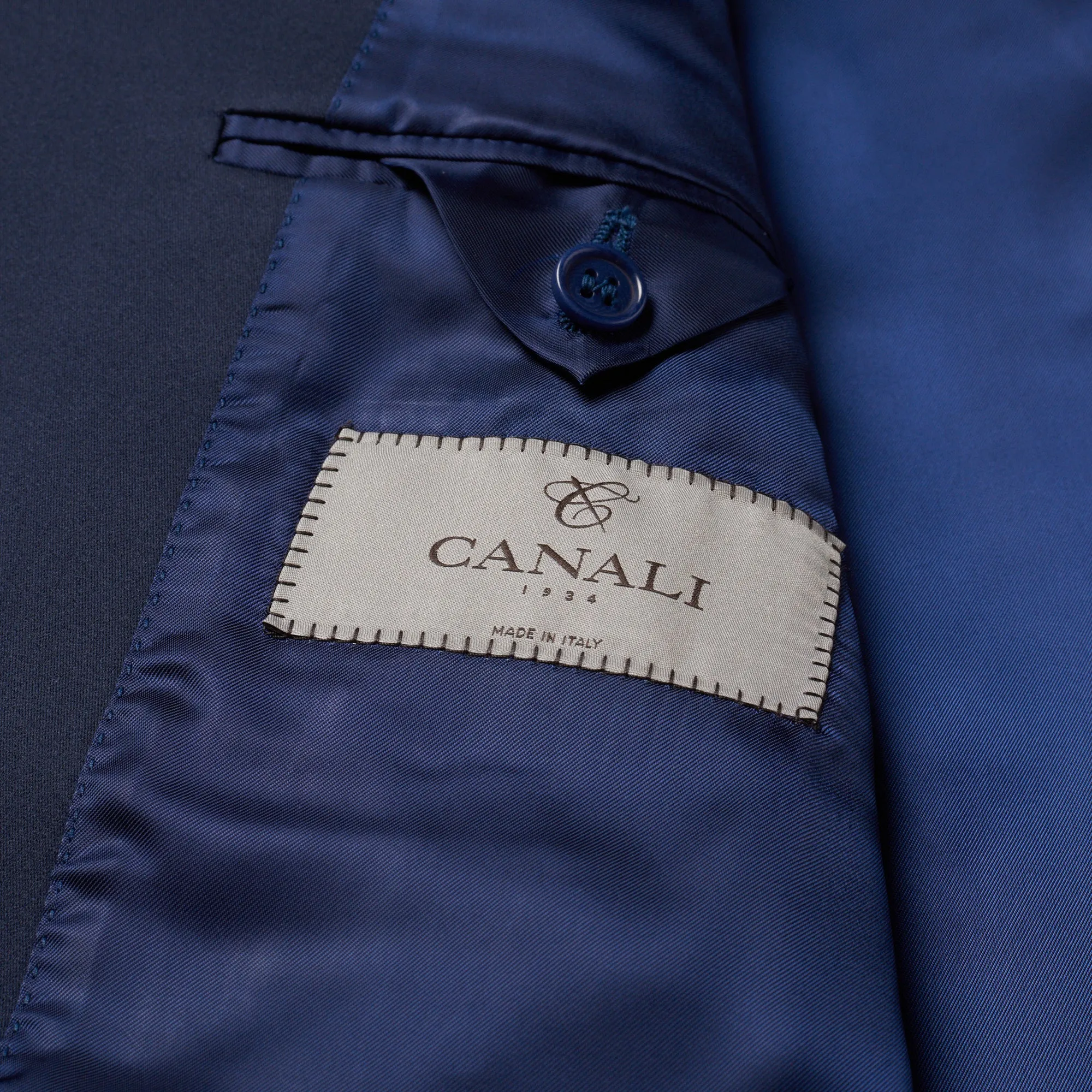 CANALI 1934 Navy Blue Water Resistant Wool 1 Button Formal Suit EU 50 US 40 Slim Fit