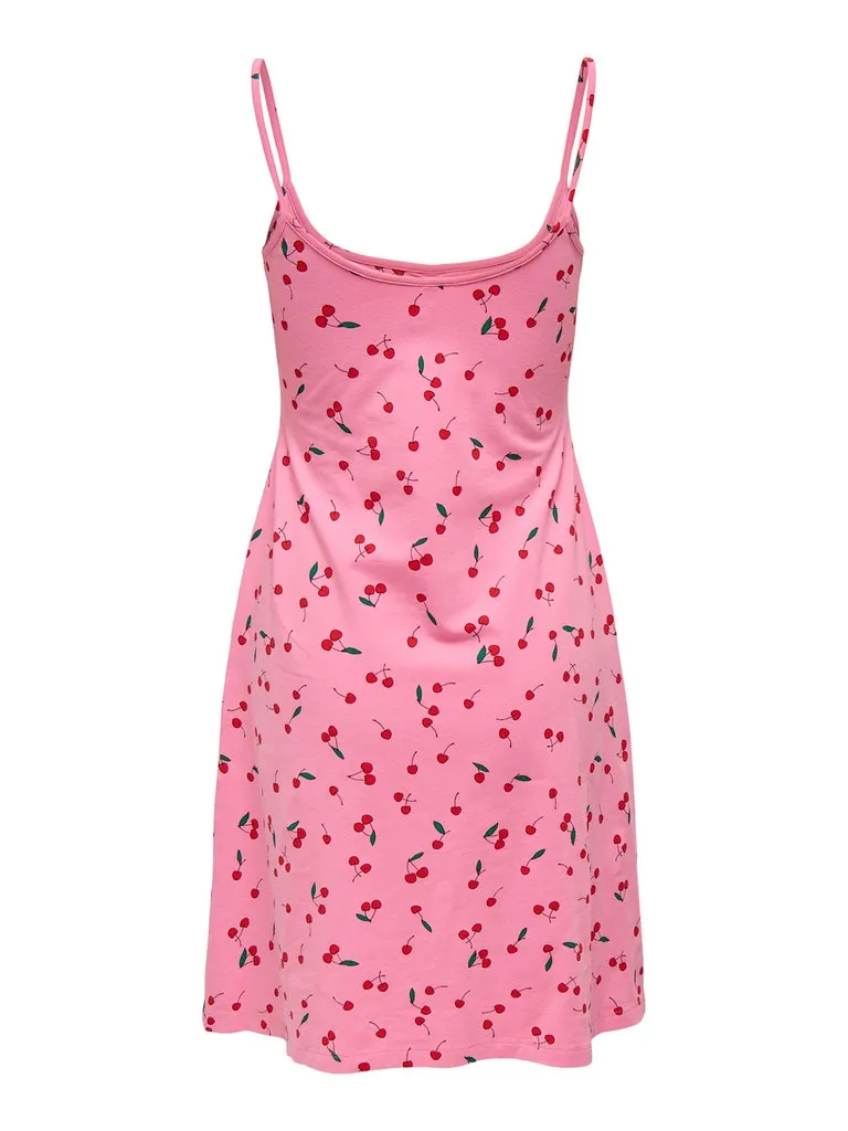 Carola Sleeveless Cotton Dress - Cherry Print