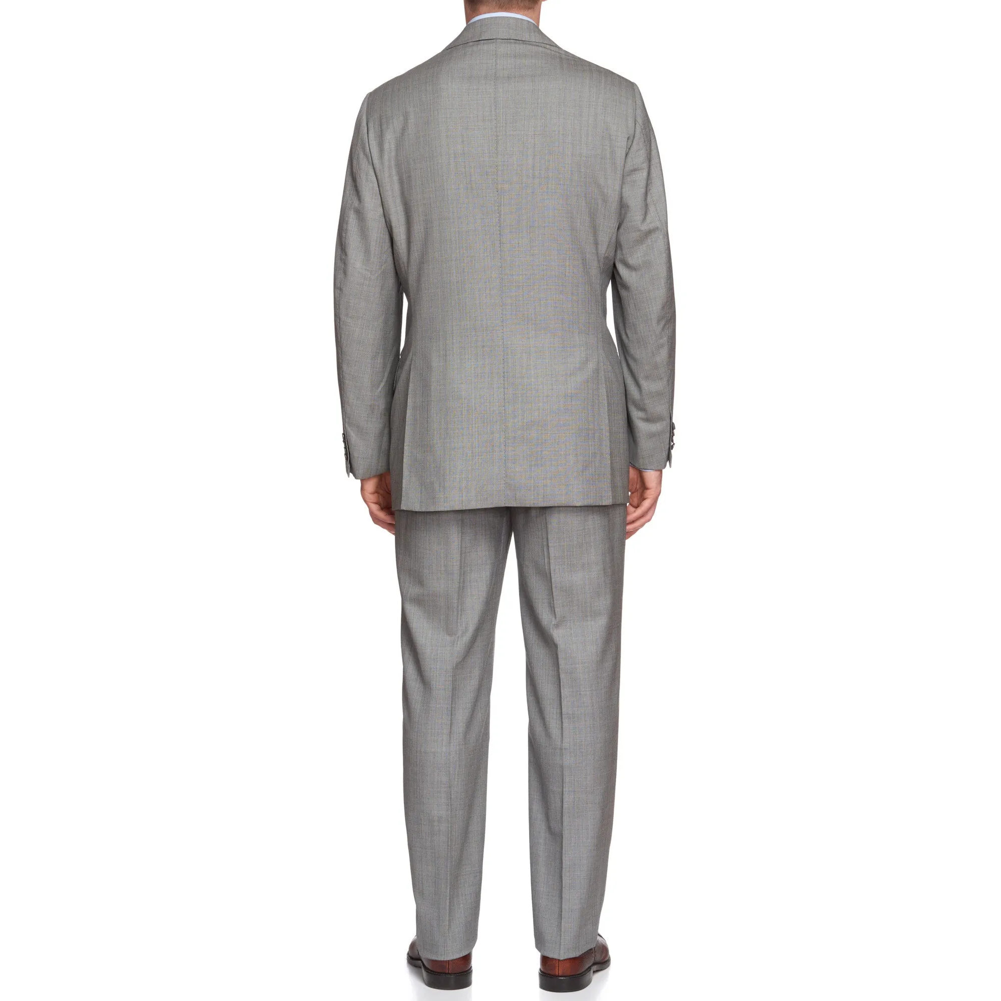 CESARE ATTOLINI Gray Herringbone Striped Wool Super 140's Suit EU 52 US 42