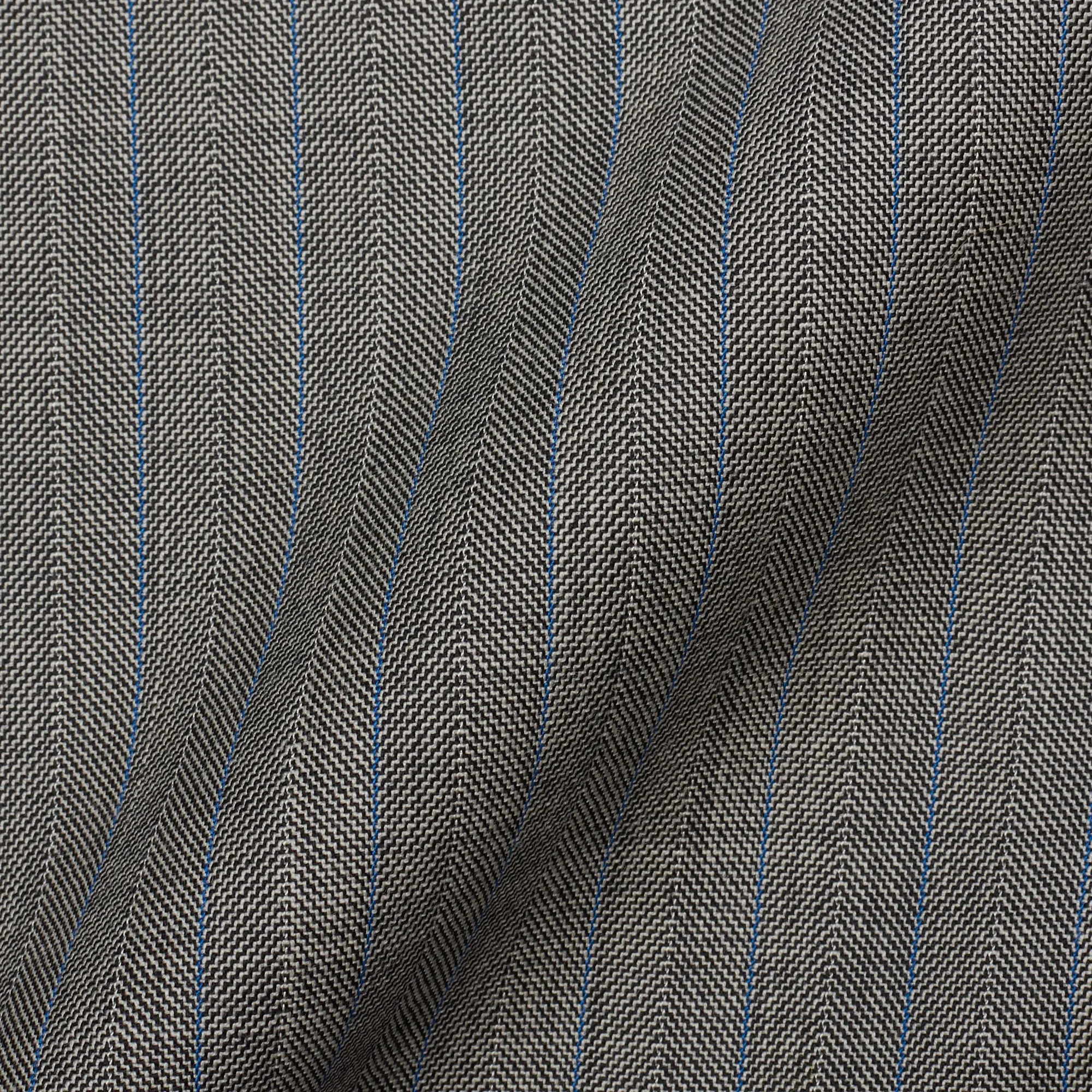 CESARE ATTOLINI Gray Herringbone Striped Wool Super 140's Suit EU 52 US 42