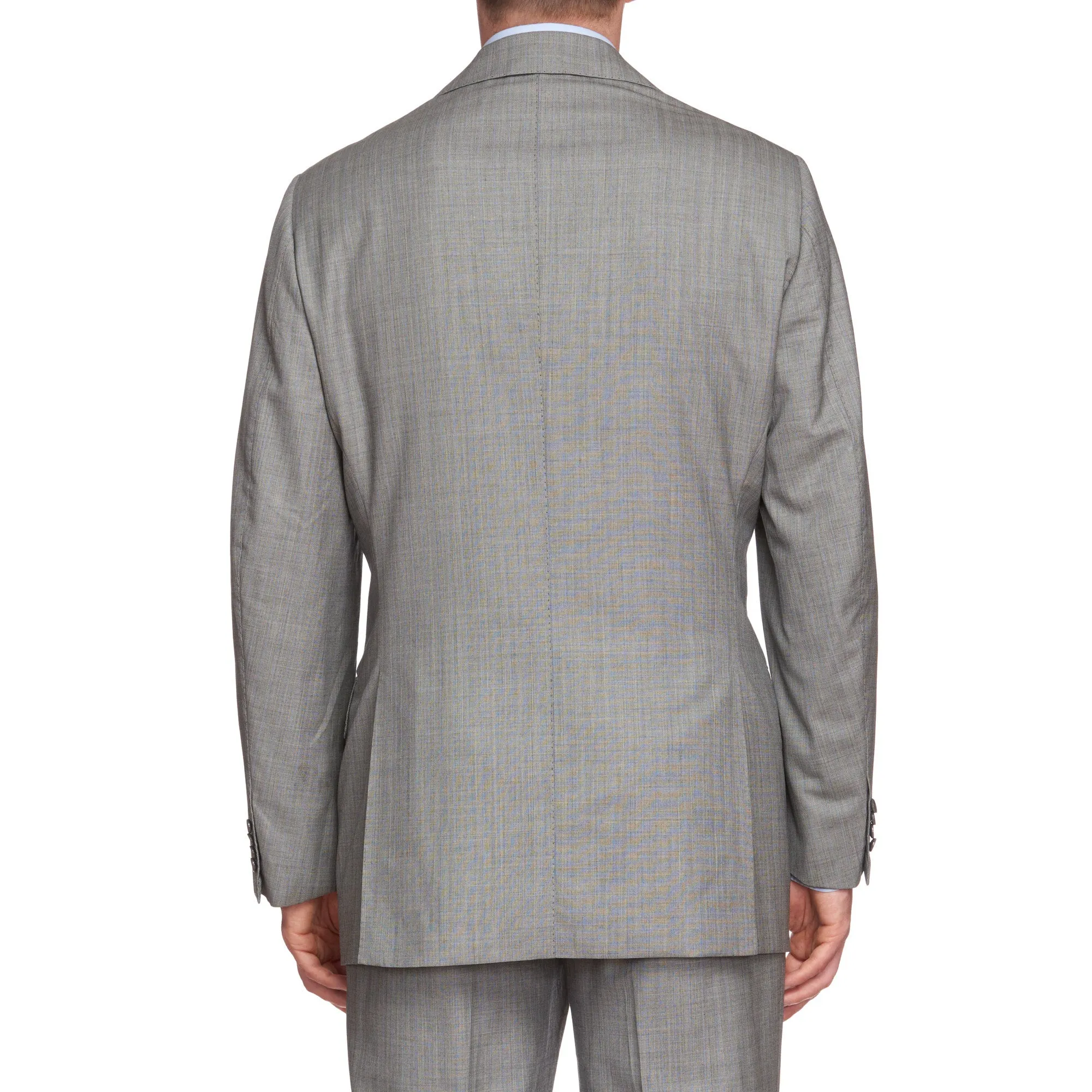 CESARE ATTOLINI Gray Herringbone Striped Wool Super 140's Suit EU 52 US 42