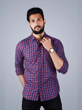 Check Shirt for Men - Checkered Spread Collar