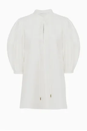 Chloé Organic Cotton Tie Detail Tunic Top - Buttercream