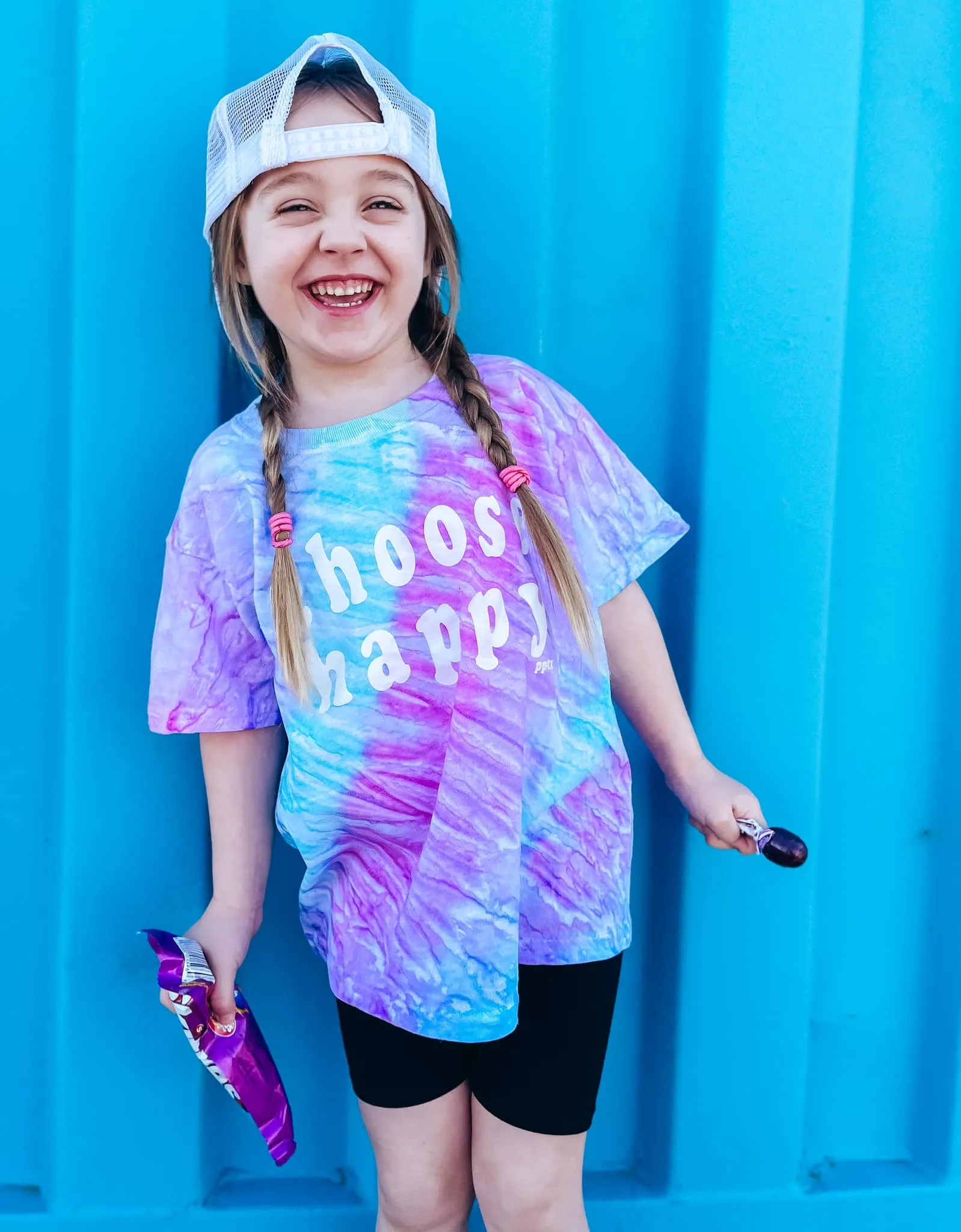 {CHOOSE HAPPY} Mermaid Tie Dye Crew Neck Tee Adult   Youth