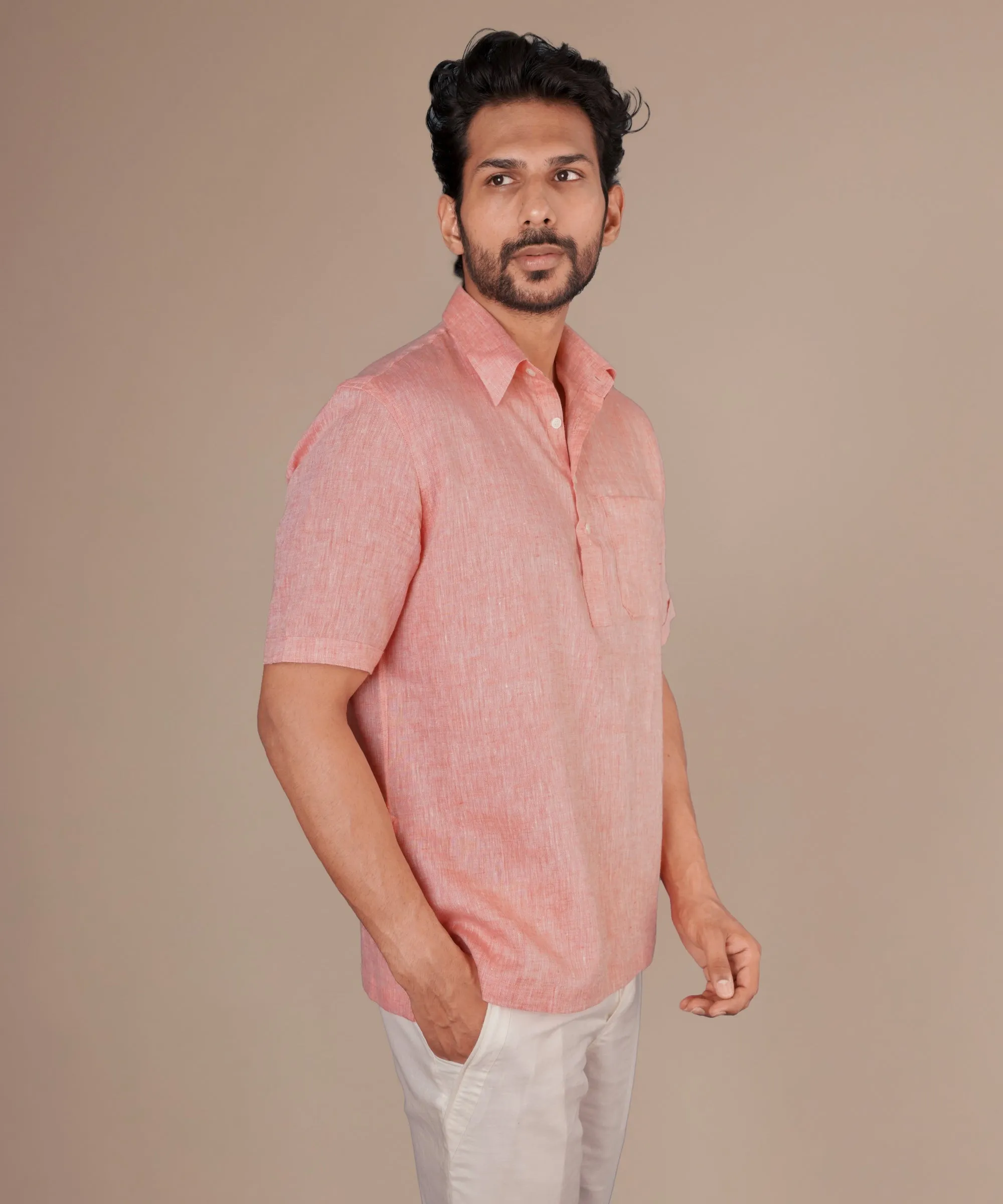 Coral Pink Popover Shirt