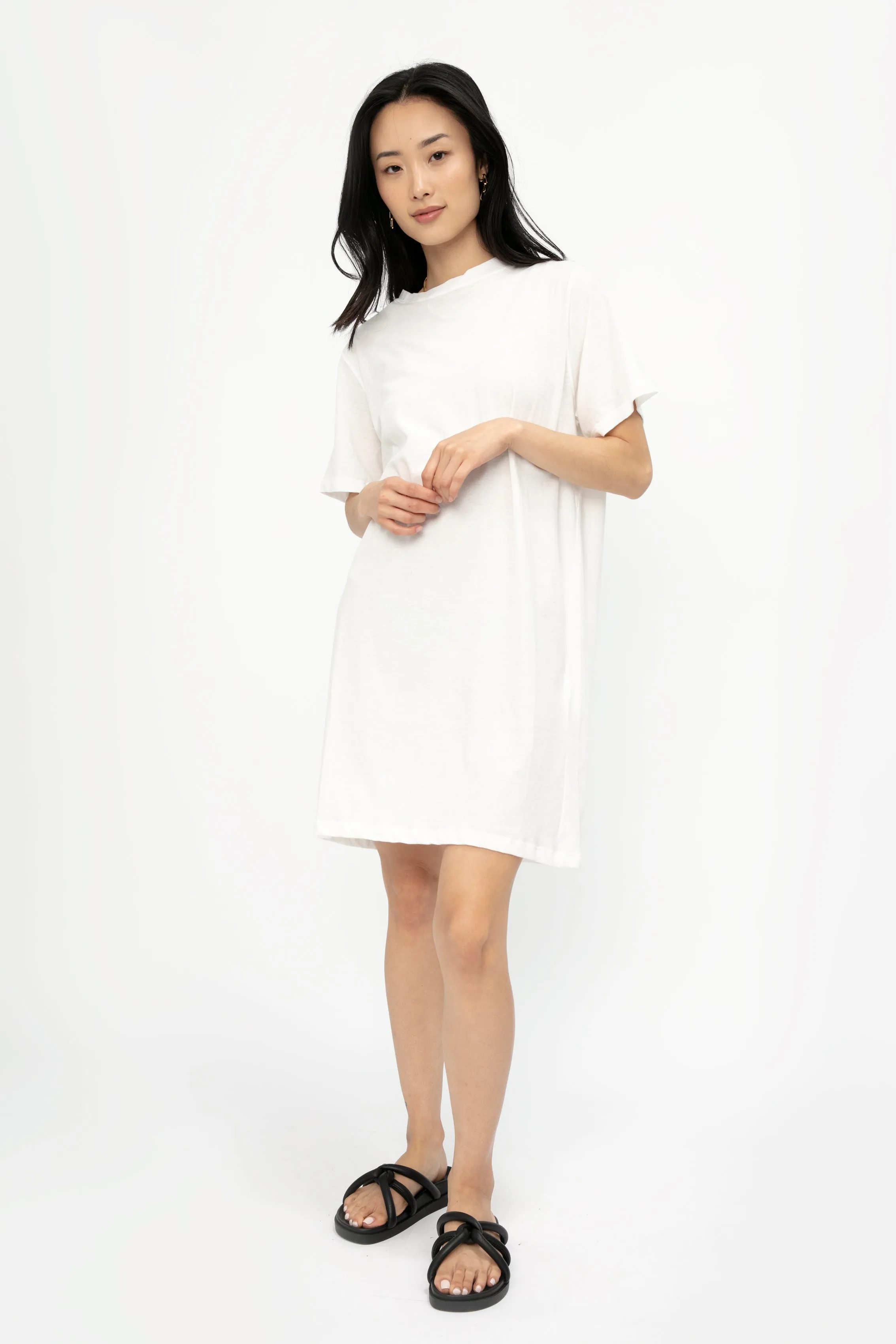 Cotton T-Shirt Dress in Off White