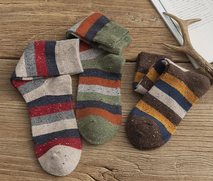 Cozy and Warm | Wool Socks | Green Stripes