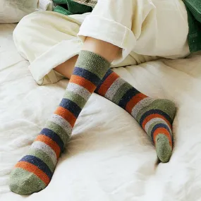 Cozy and Warm | Wool Socks | Green Stripes