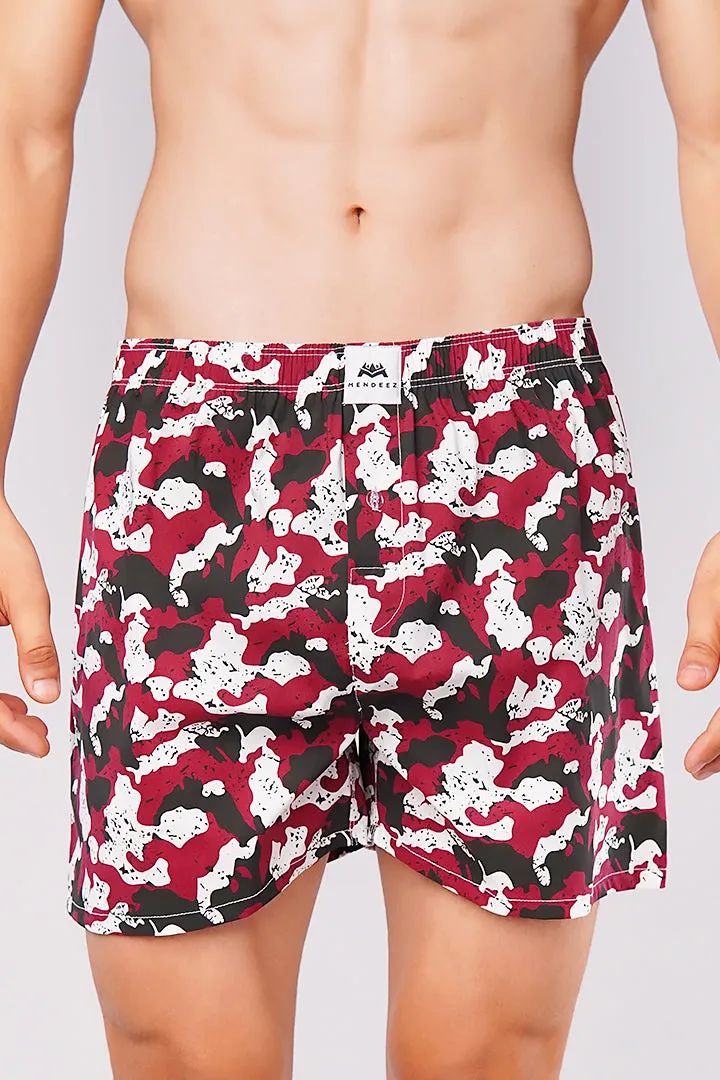 Crimson Camo Woven Boxer Shorts