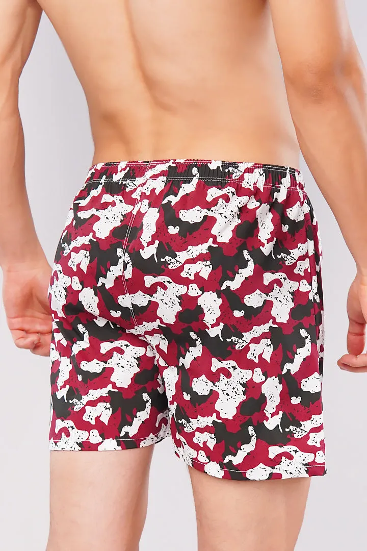 Crimson Camo Woven Boxer Shorts