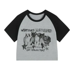 Croped T-Shirt With Cute Cats