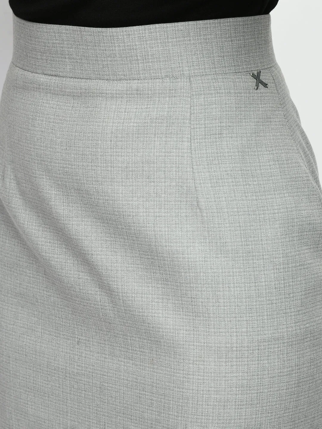 Exude Empathy Checked Pencil Skirt (Grey)