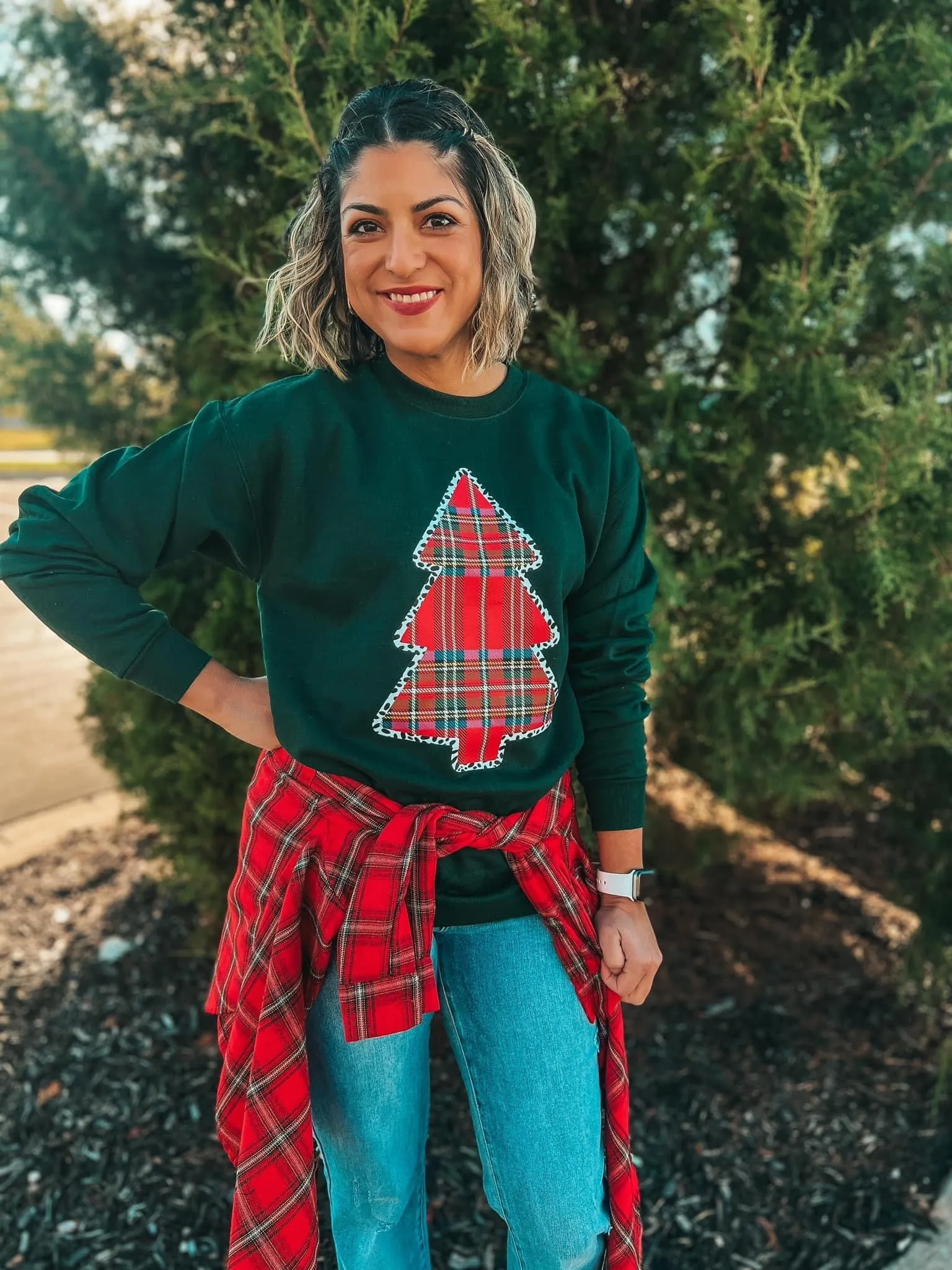 Forest Green {PLAID CHRISTMAS TREE} Sweatshirt