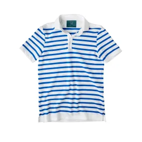 French Stripe Short Sleeve Polo Shirt Blue and White