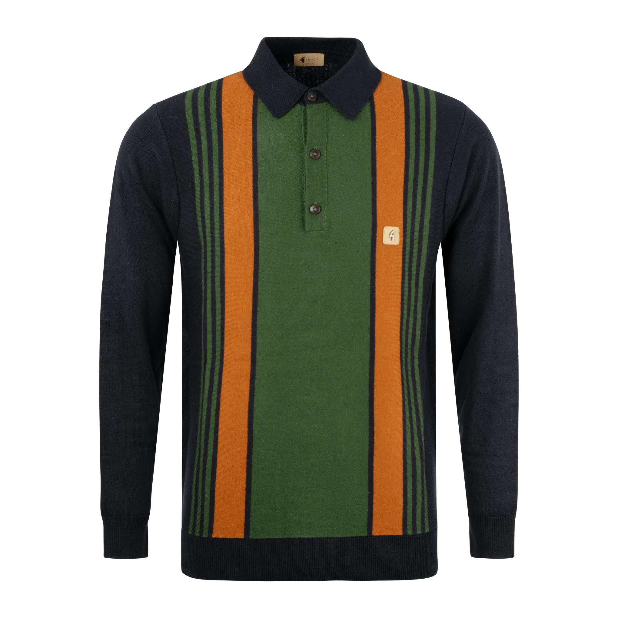 Gabicci Vintage Searle Stripe Knit Polo Navy