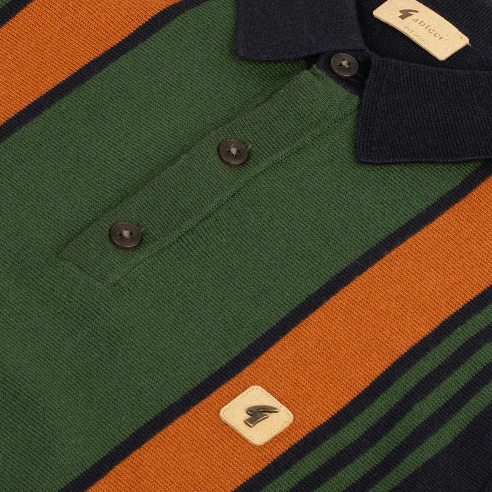 Gabicci Vintage Searle Stripe Knit Polo Navy