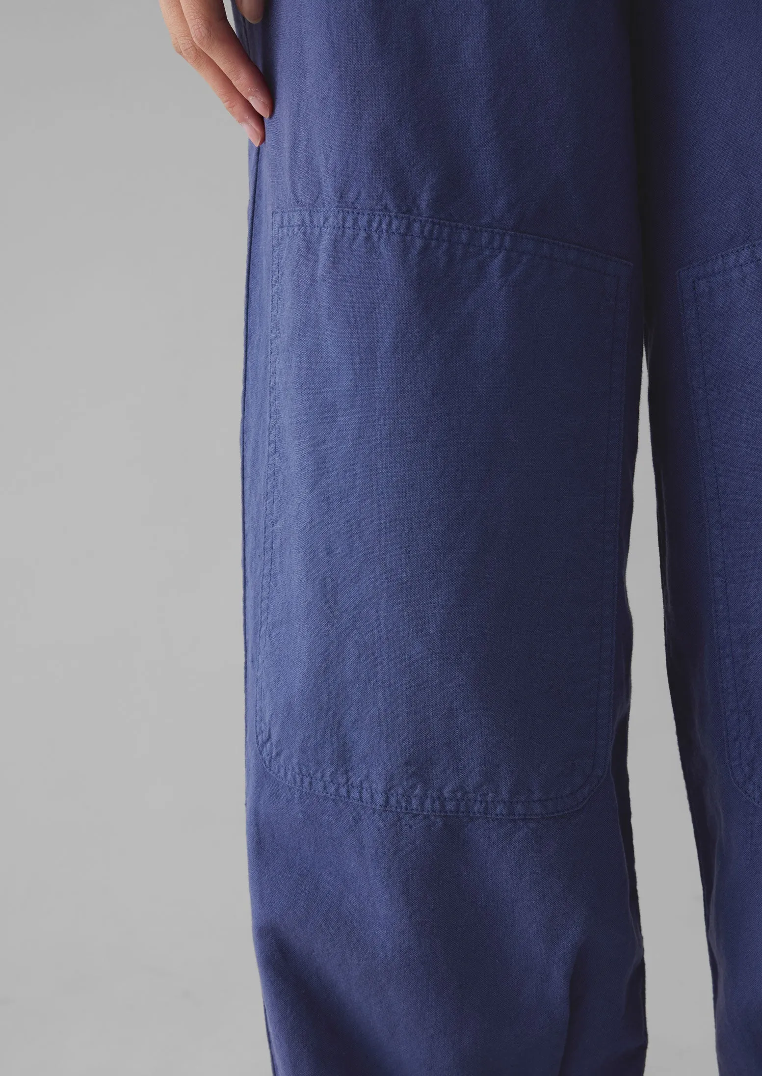 Garment Dyed Cotton Linen Canvas Pants | Indigo