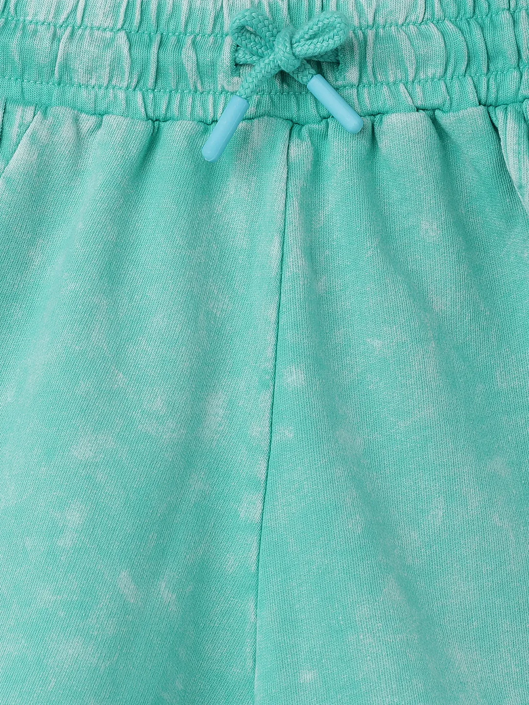 Girls Acid Wash Solid Peacock Green Shorts