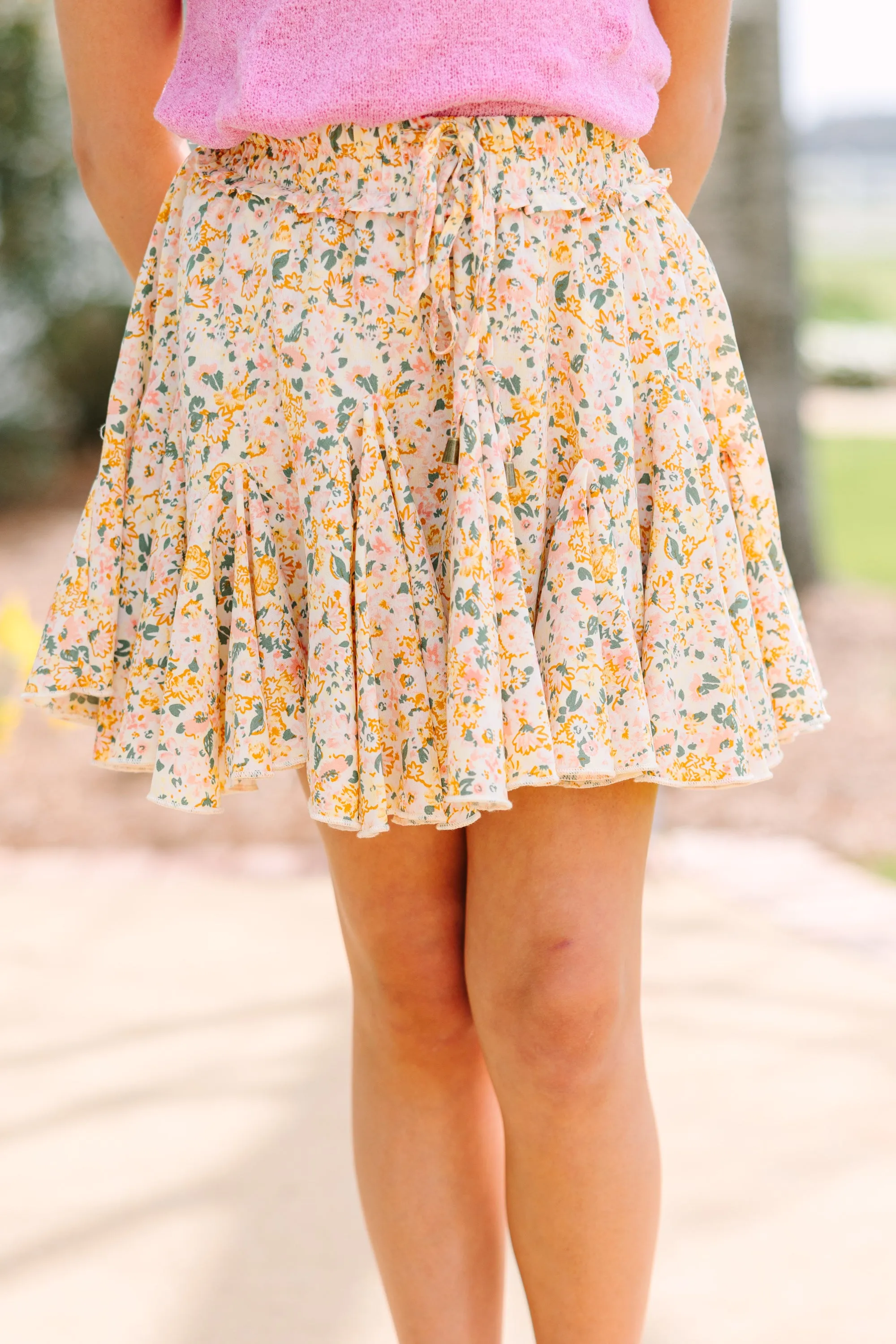 Girls: Look Your Way Yellow Ditsy Floral Ruffled Skort