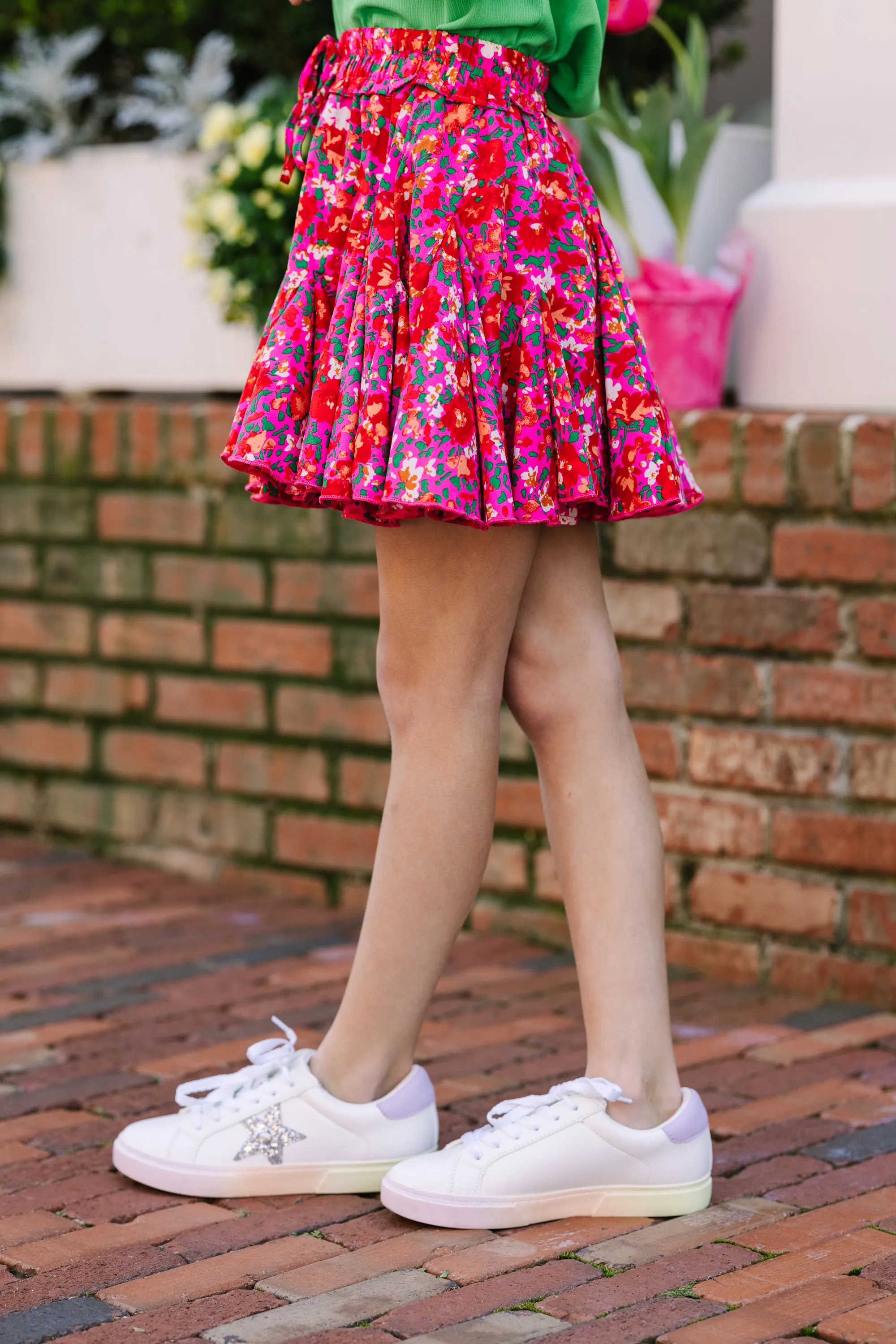 Girls: Make My Day Pink Ditsy Floral Skort