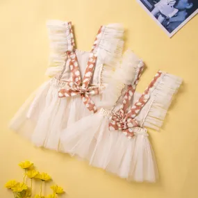 Girls' One-piece Suspenders, Mesh Skirts, Triangle Rompers