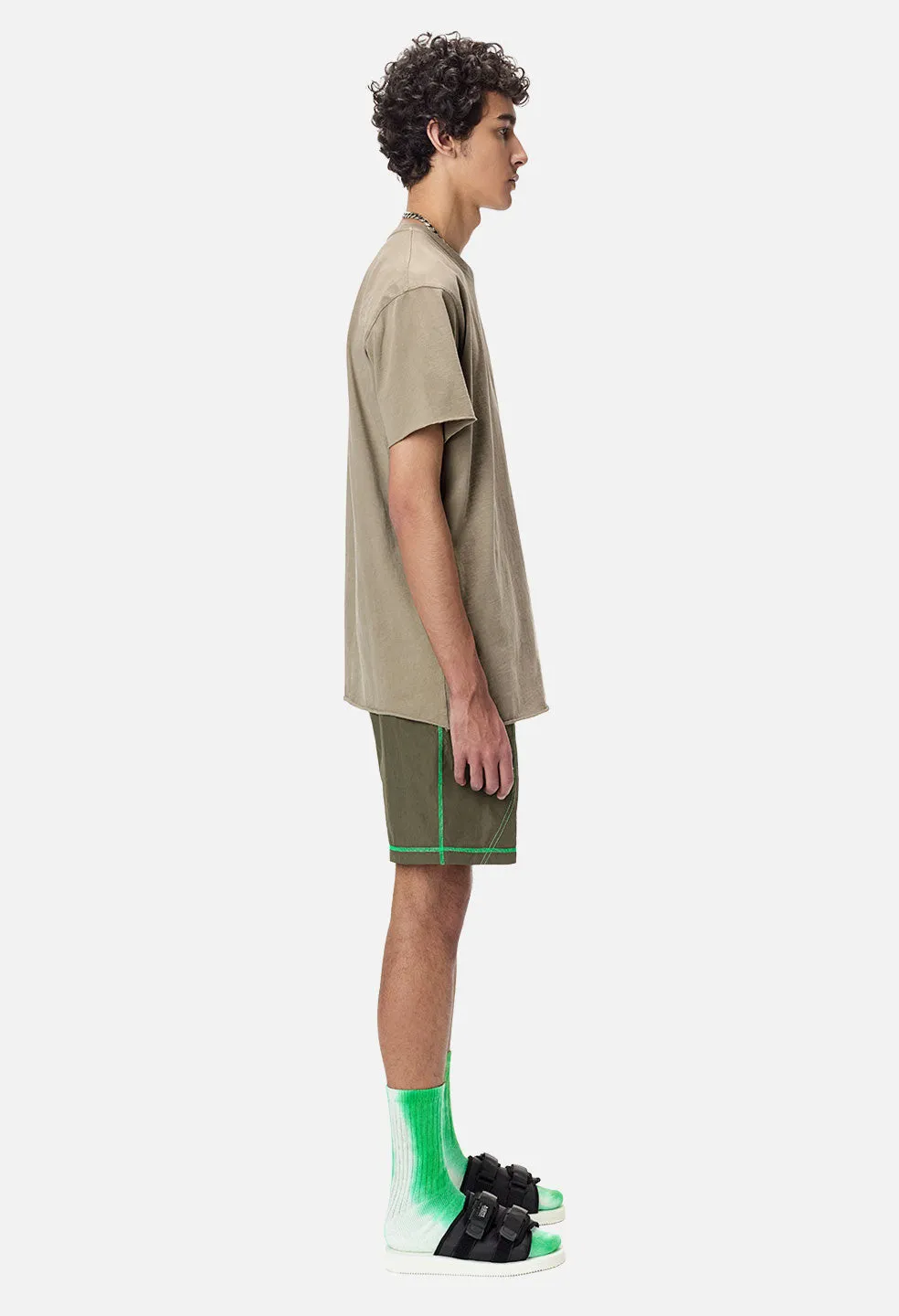 High Shrunk Nylon Mountain Shorts / Olive X Neon Green