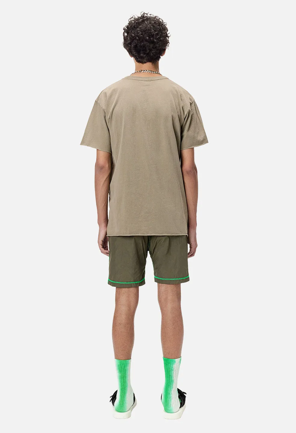 High Shrunk Nylon Mountain Shorts / Olive X Neon Green