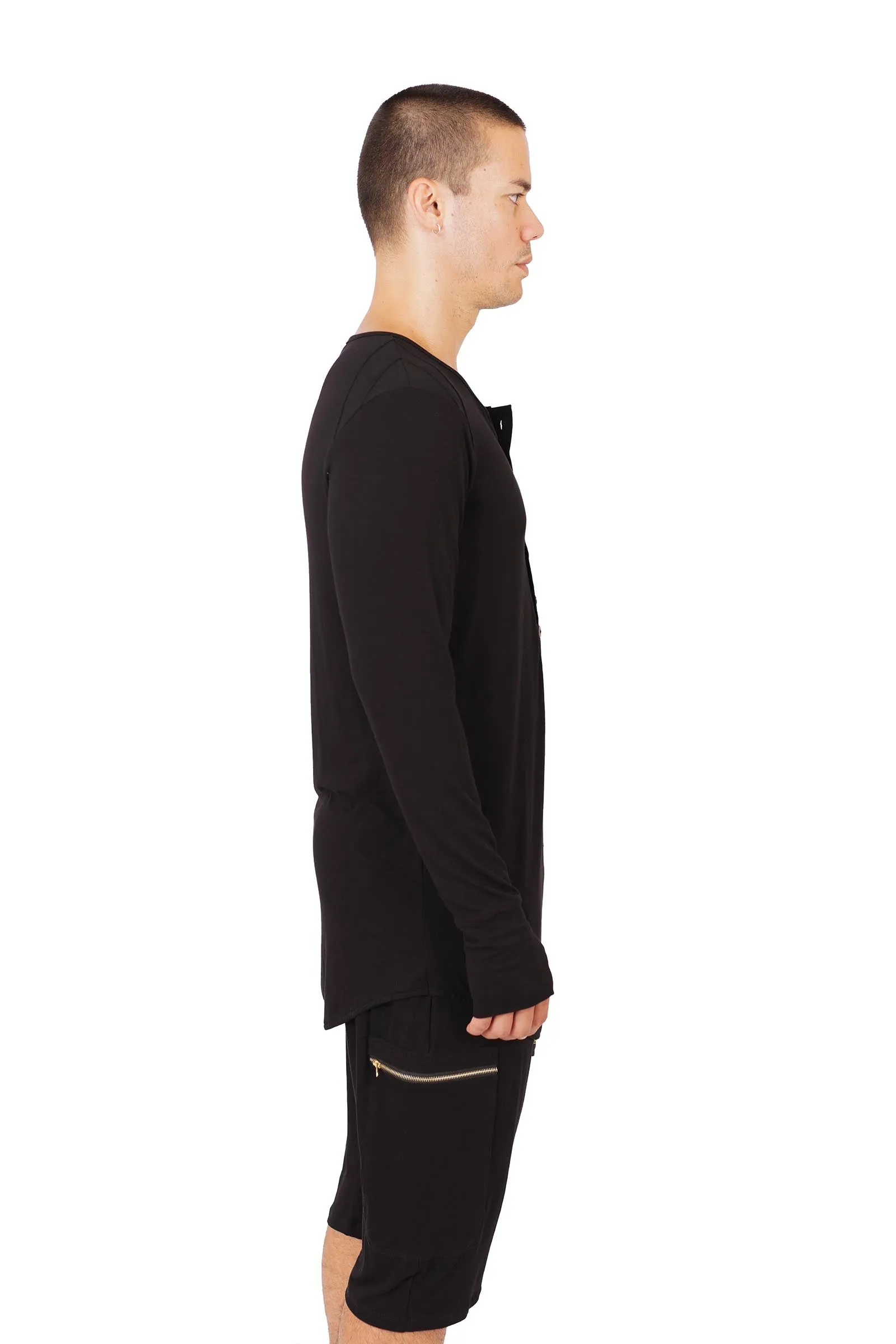 Hollywood Mens Long Sleeve Henley