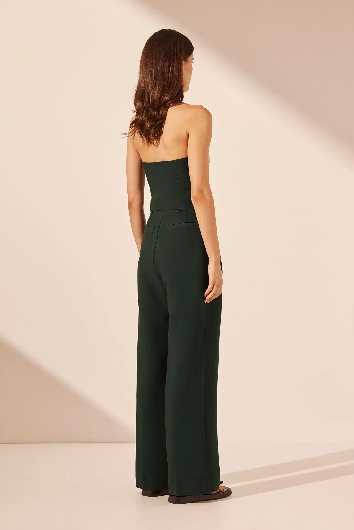 IRENA HIGH WAISTED TAILORED PANT - DEEP FOREST