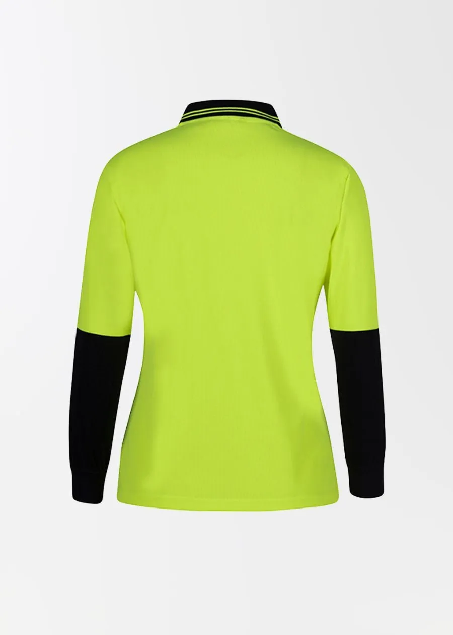 Ladies hi vis long sleeve comfort polo