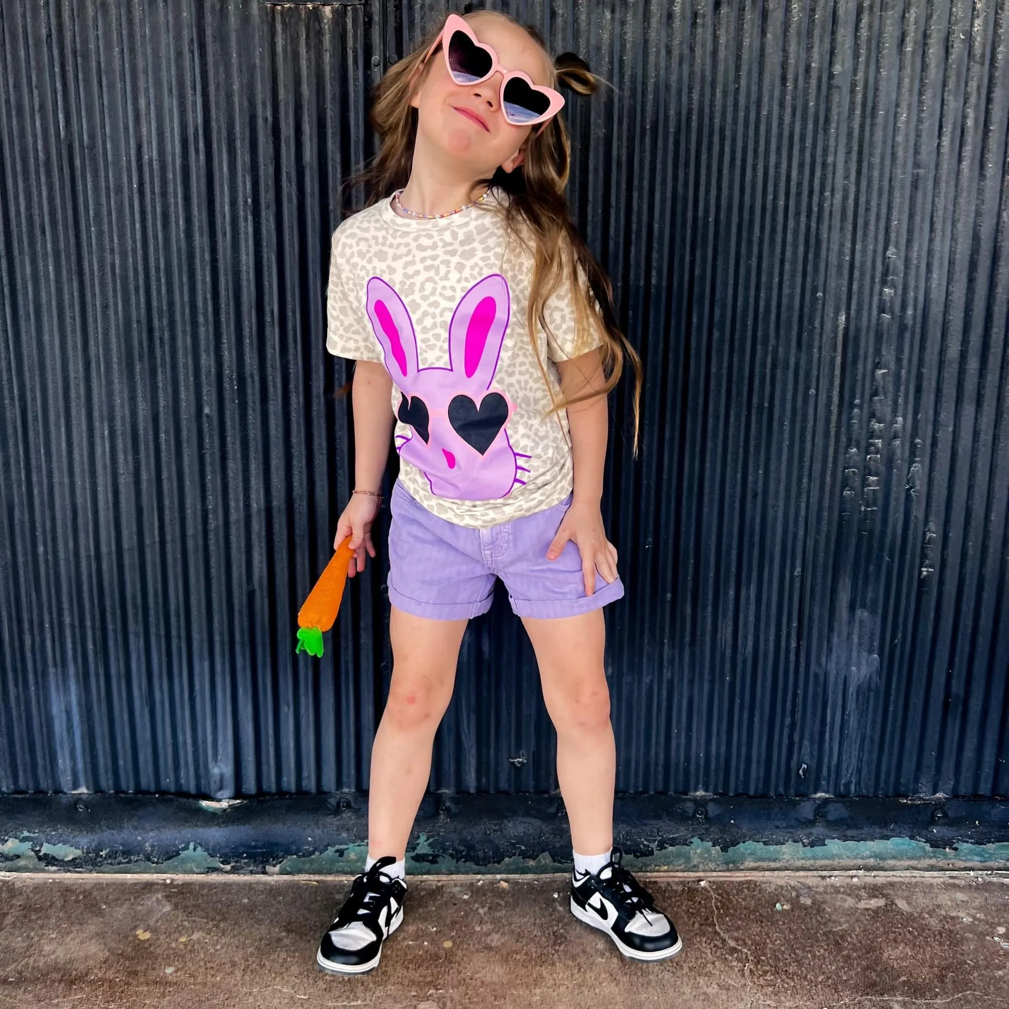 {LILAC BUNNY} Youth   Adult Natural Leopard Crew Neck Tee