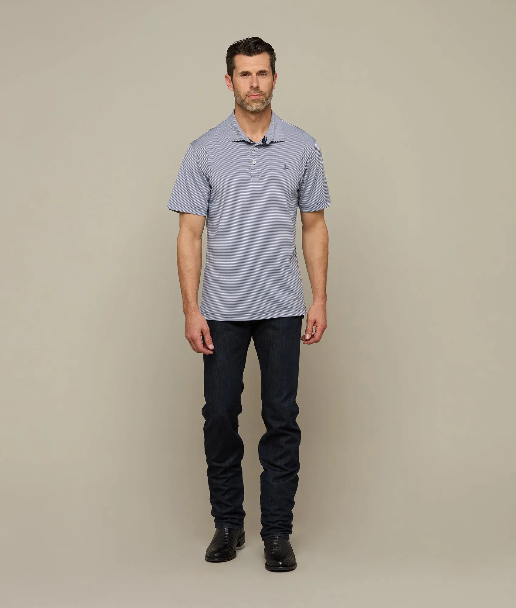 Lucchese Golf Polo :: Navy/White