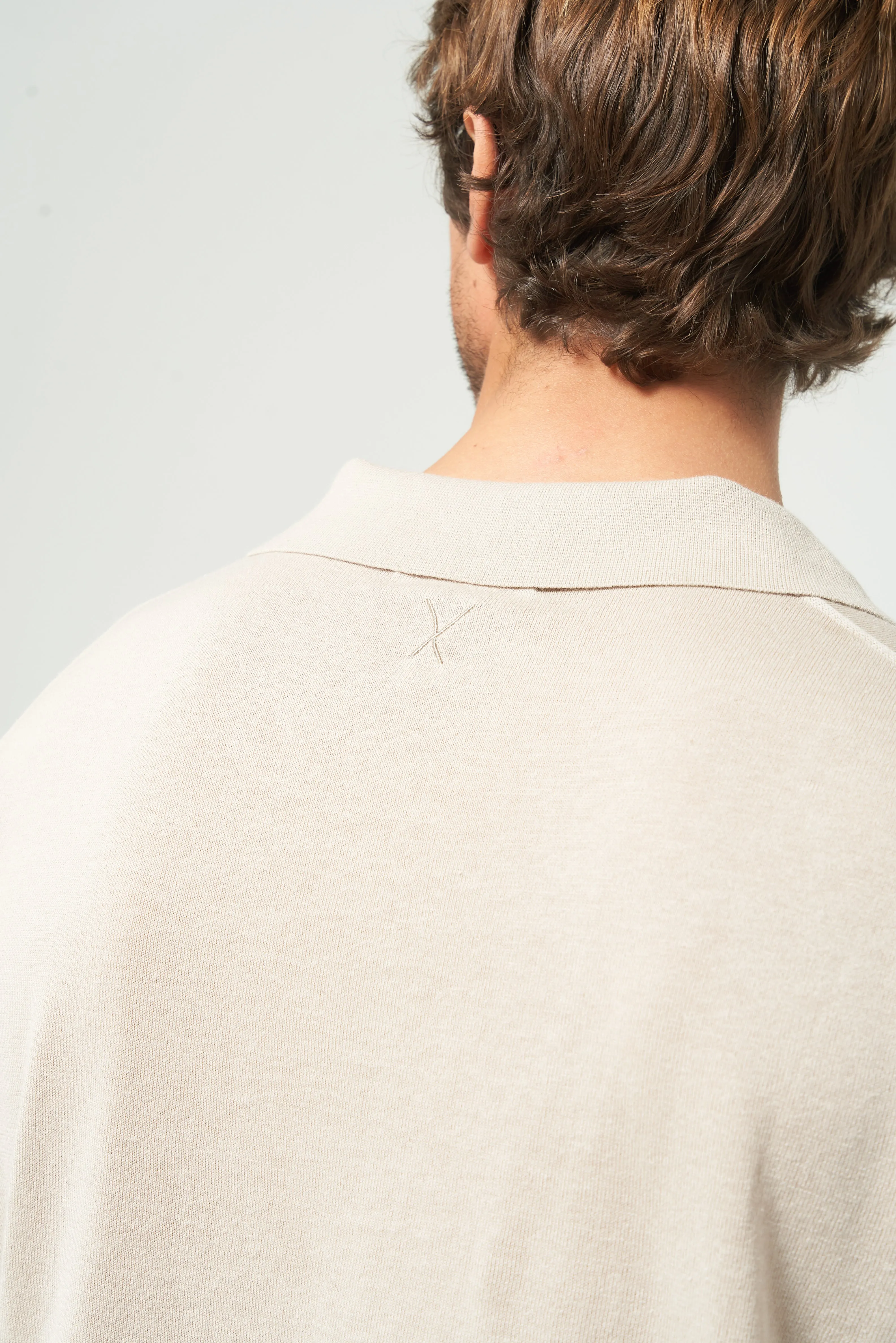 MAVERICK L/S KNITTED POLO - SAND