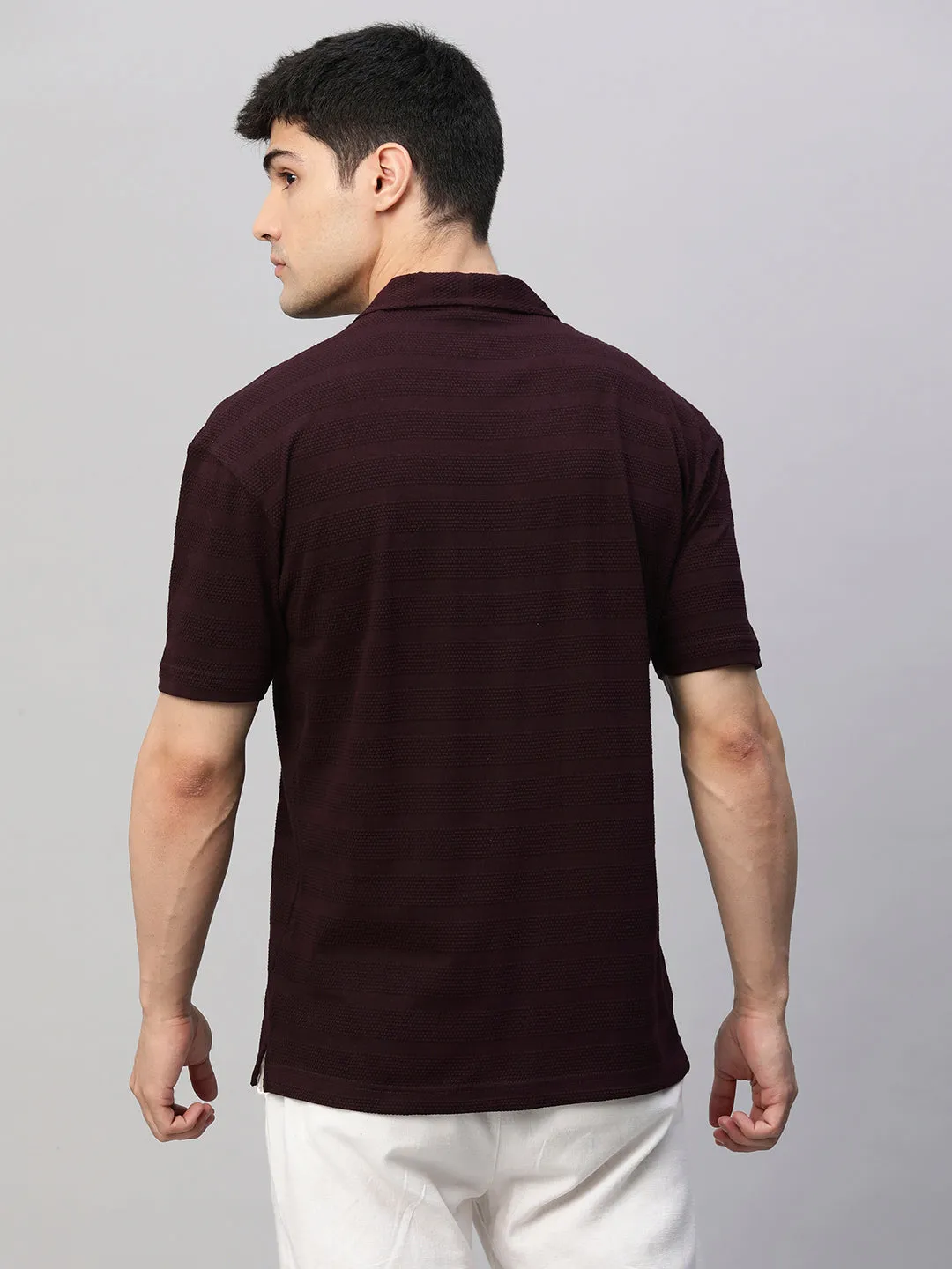 Mens Half Sleeve Resort Shirt - Wine