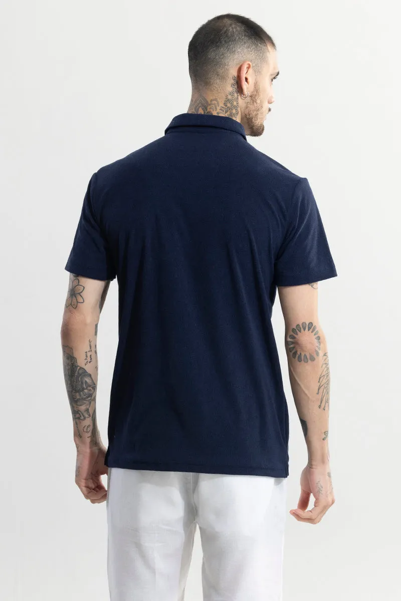 Micro Terry Navy Polo T-Shirt