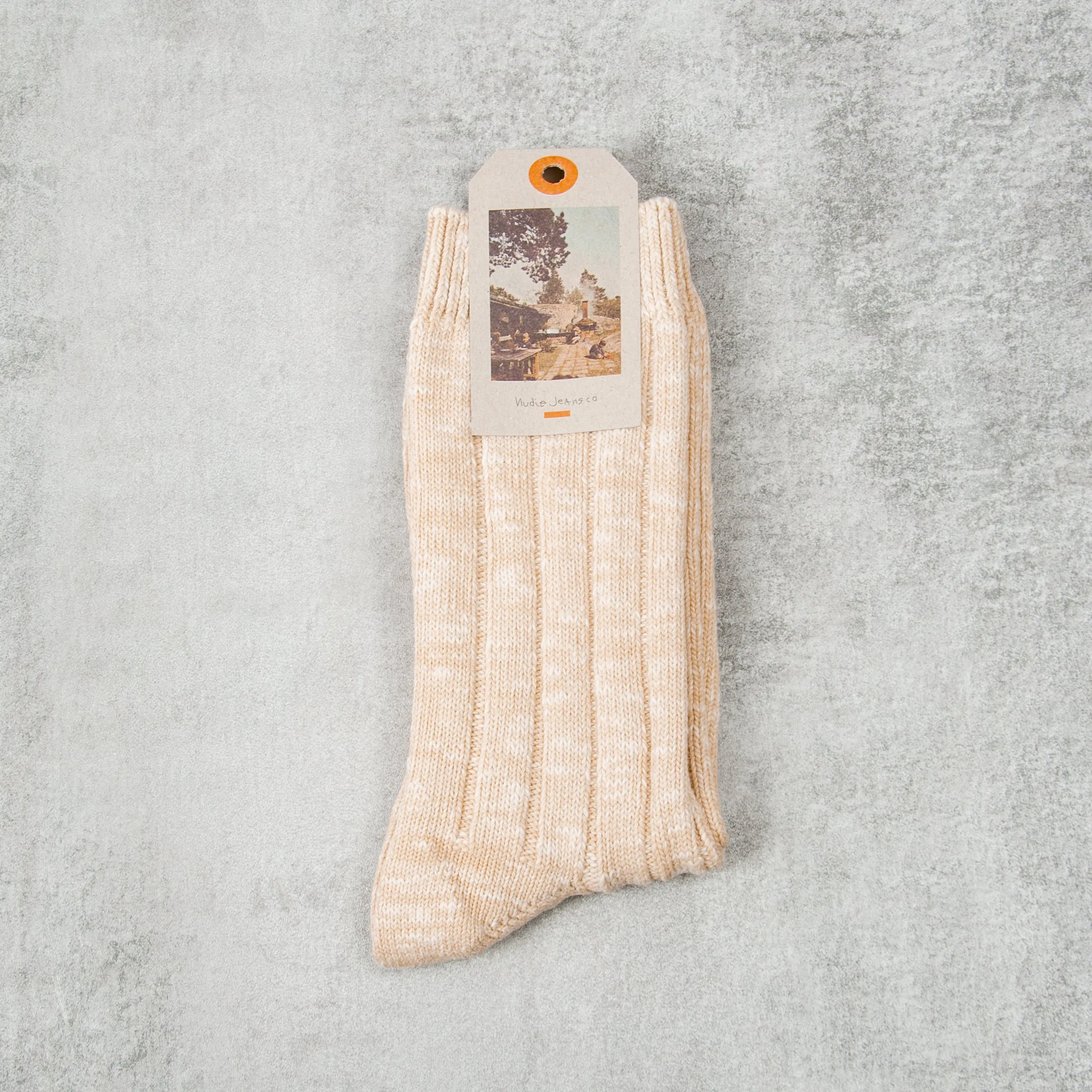 Nudie Broad Rib Sock - Ecru