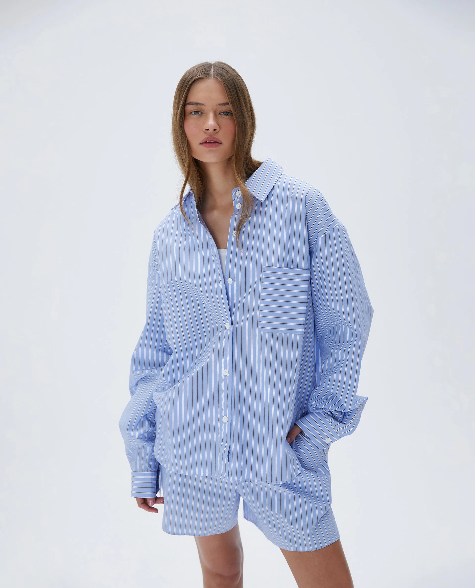 Oversized Cotton Shirt - Stripe