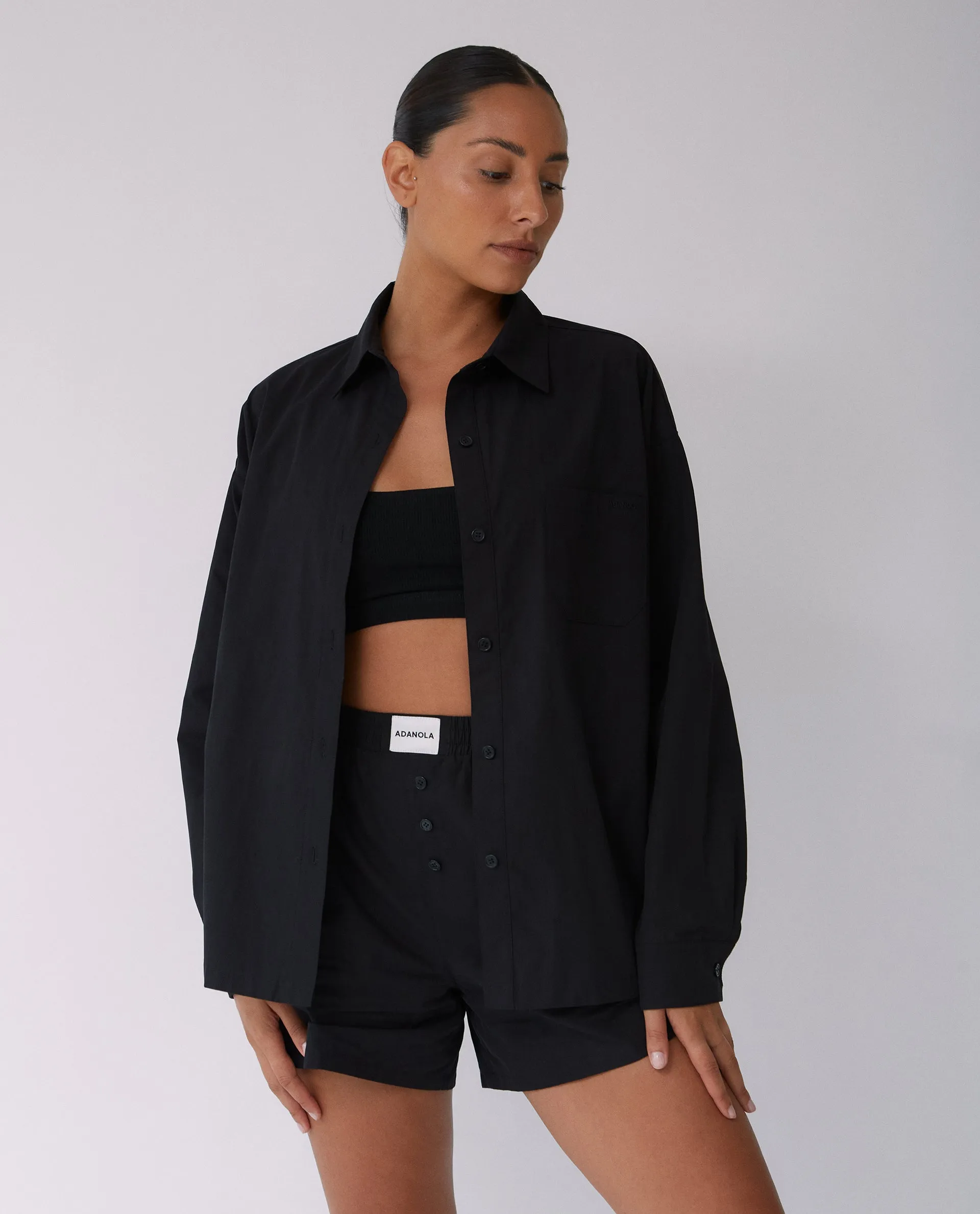 Oversized Poplin Shirt - Black