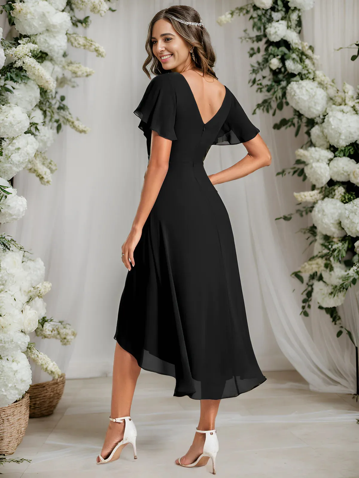 Pleated Ruffles Chiffon Bridesmaid Dress