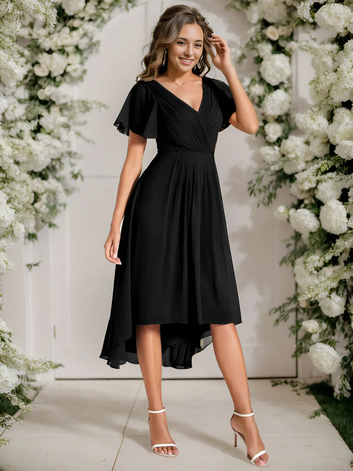 Pleated Ruffles Chiffon Bridesmaid Dress