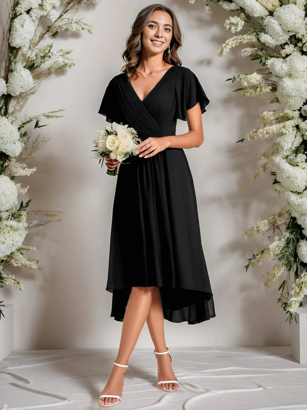 Pleated Ruffles Chiffon Bridesmaid Dress